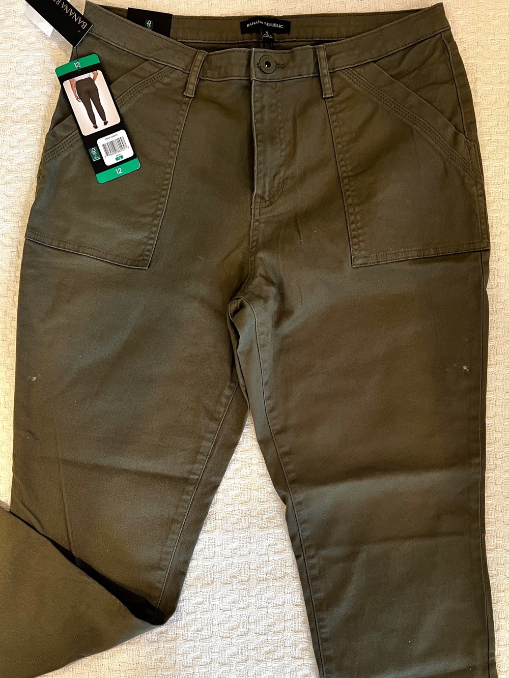 BANANA REPUBLIC Olive Army Green Twill Pants NWT Women’s 12